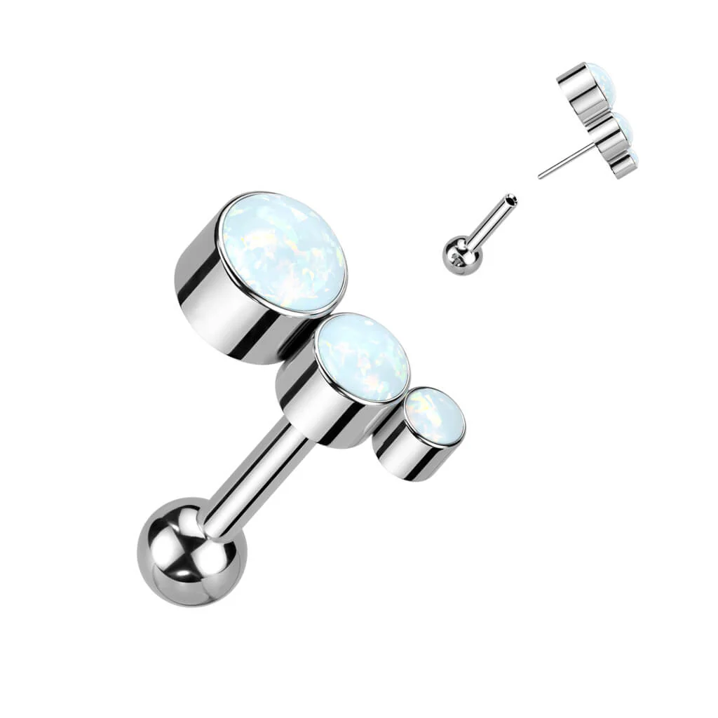 Titan Barbell Zirkonia Opal Silber Push-In - Image 4