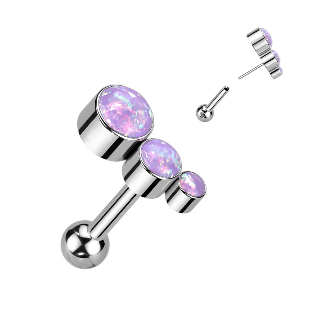 Titan Barbell Zirkonia Opal Silber Push-In - Image 5