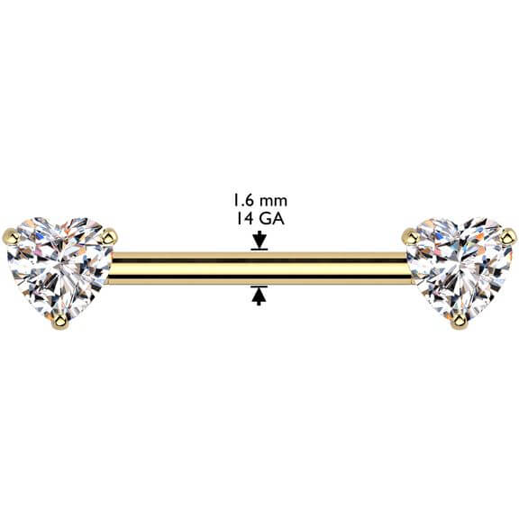 Titan Nippelpiercing Doppelherz Zirkonia Push-In - Image 2