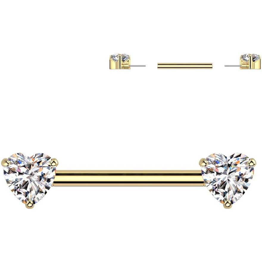 Titan Nippelpiercing Doppelherz Zirkonia Push-In - Image 3