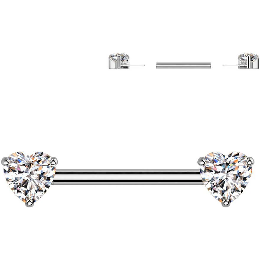 Titan Nippelpiercing Doppelherz Zirkonia Push-In - Image 4