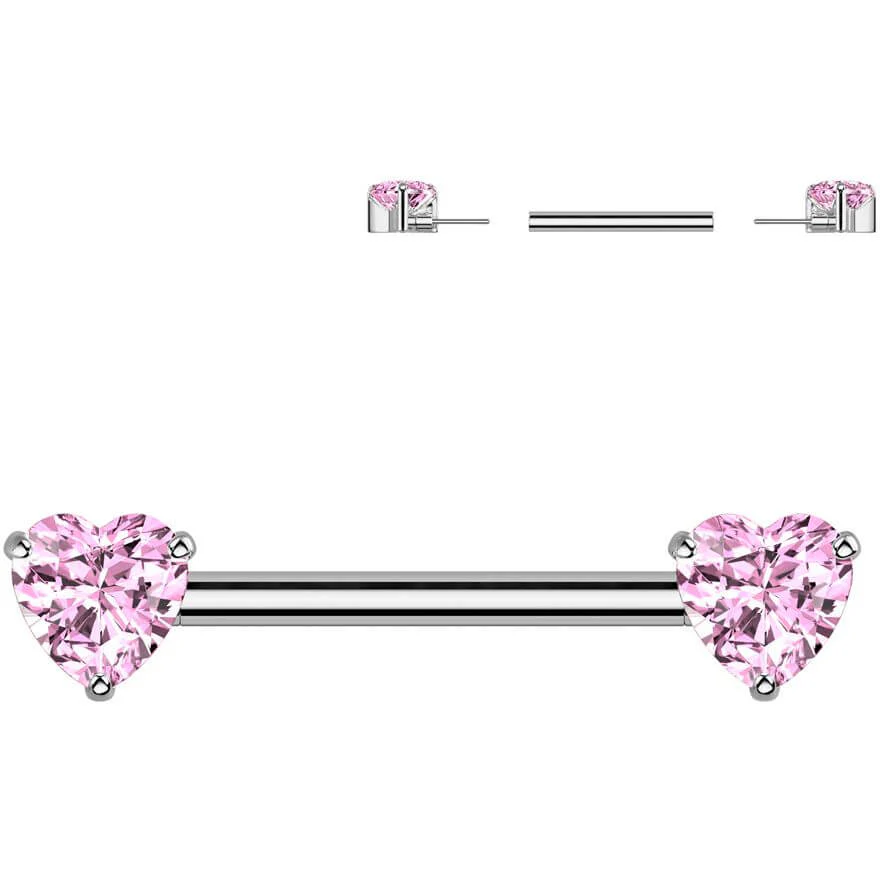 Titan Nippelpiercing Doppelherz Zirkonia Push-In - Image 5