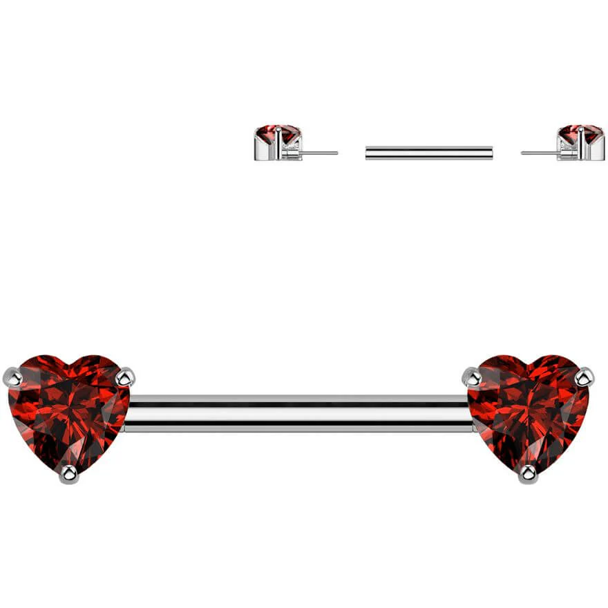 Titan Nippelpiercing Doppelherz Zirkonia Push-In - Image 6