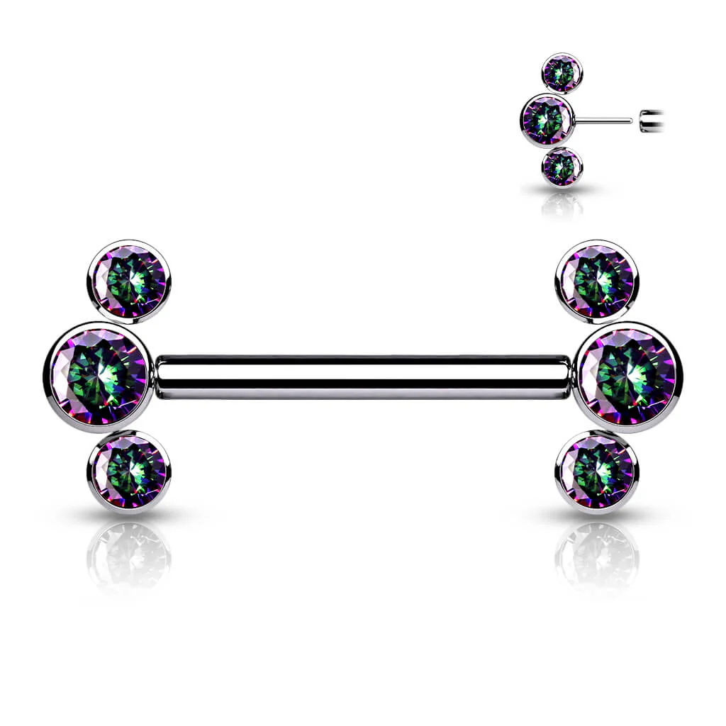 Titan Nippelpiercing 3 Zirkonia Push-In - Image 10