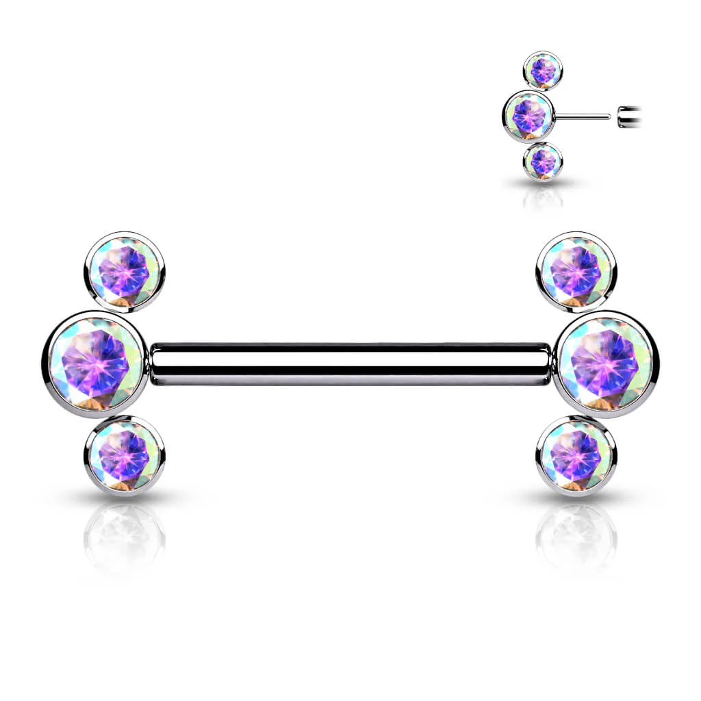 Titan Nippelpiercing 3 Zirkonia Push-In - Image 3
