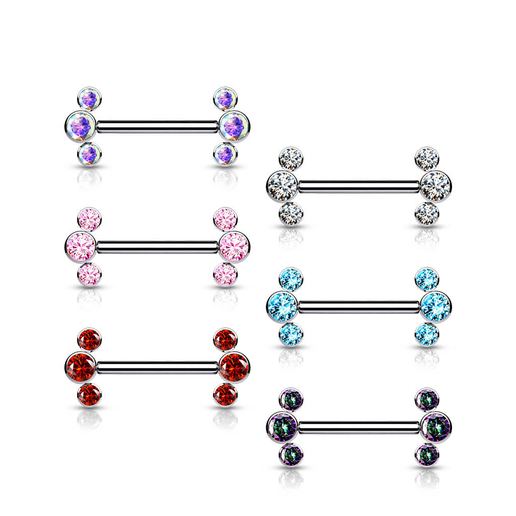 Titan Nippelpiercing 3 Zirkonia Push-In - Image 4