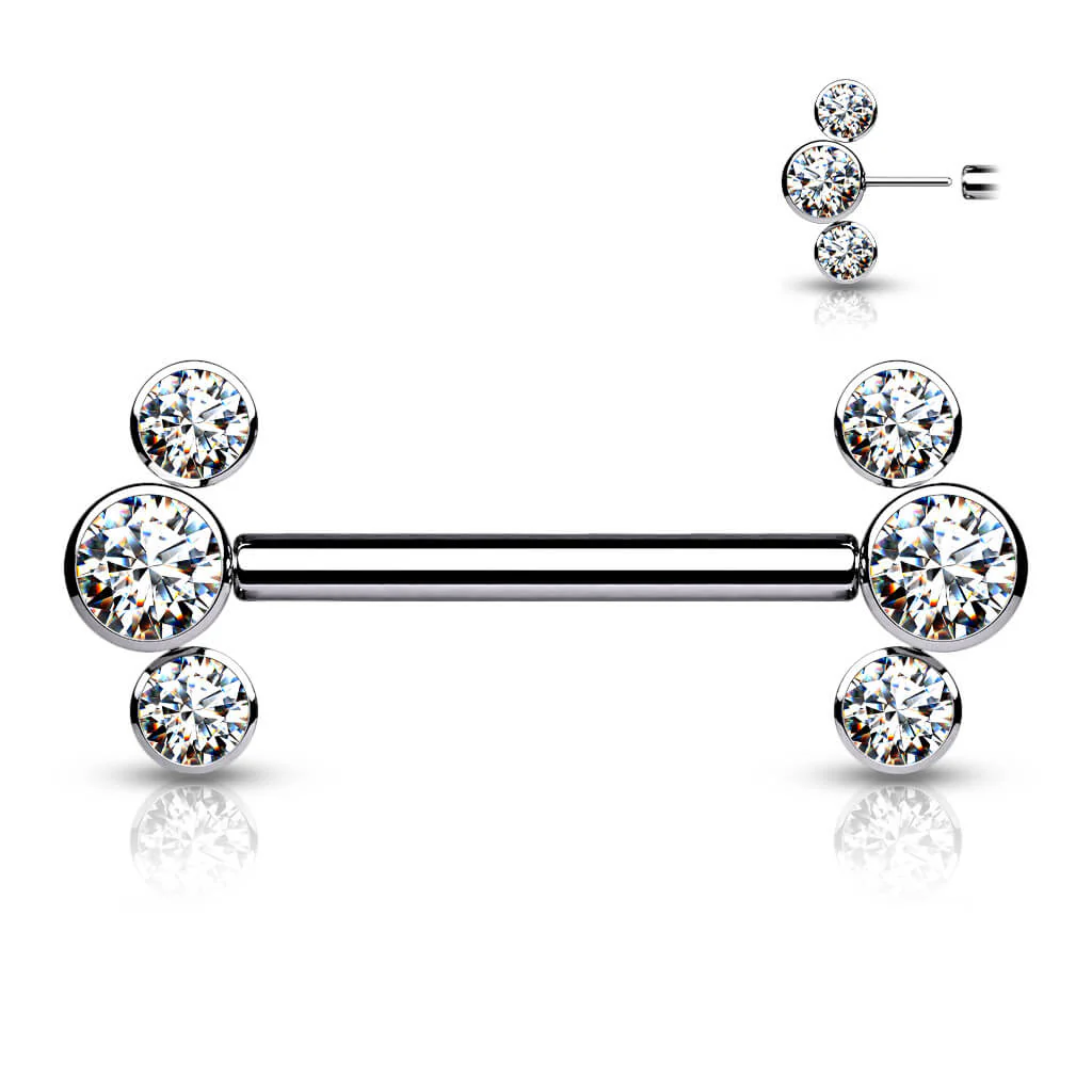 Titan Nippelpiercing 3 Zirkonia Push-In - Image 5