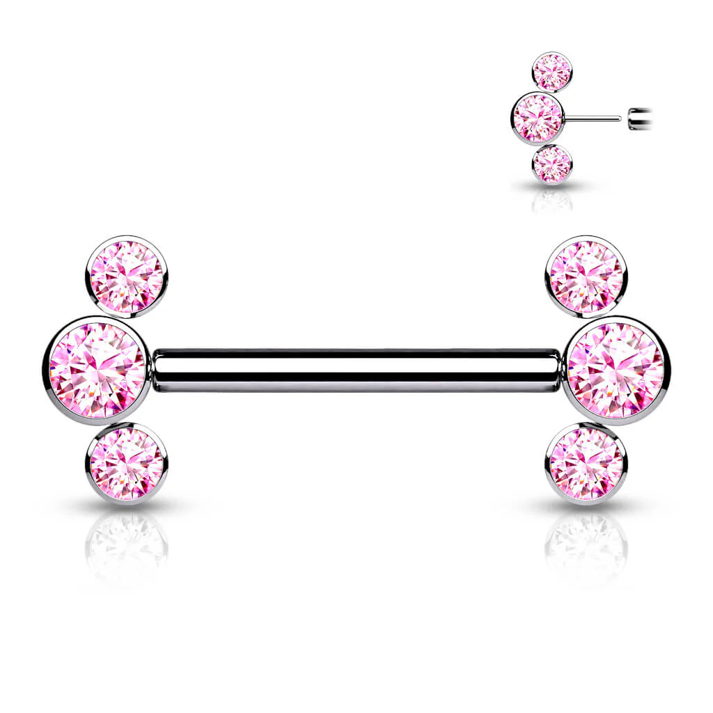 Titan Nippelpiercing 3 Zirkonia Push-In - Image 7