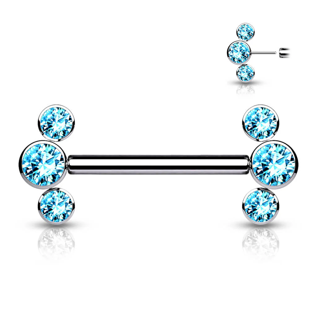 Titan Nippelpiercing 3 Zirkonia Push-In - Image 8