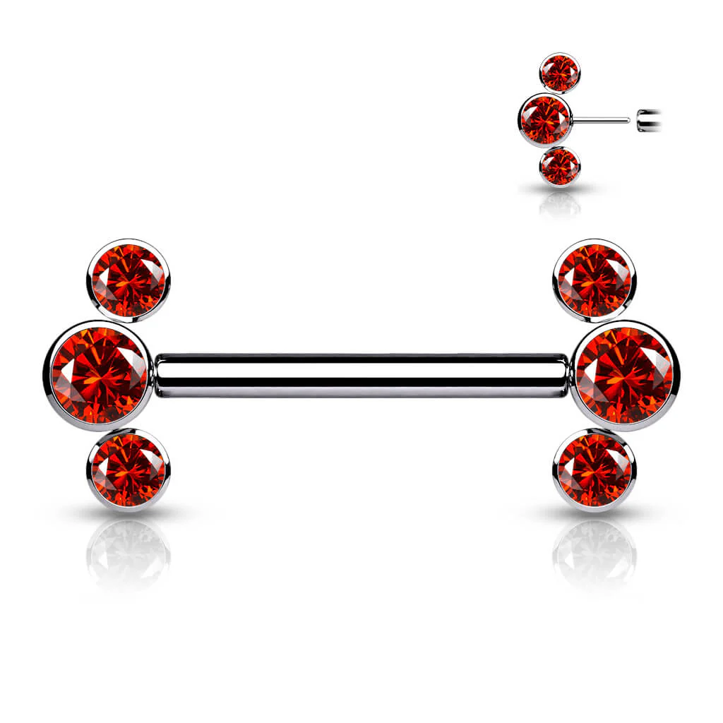 Titan Nippelpiercing 3 Zirkonia Push-In - Image 9