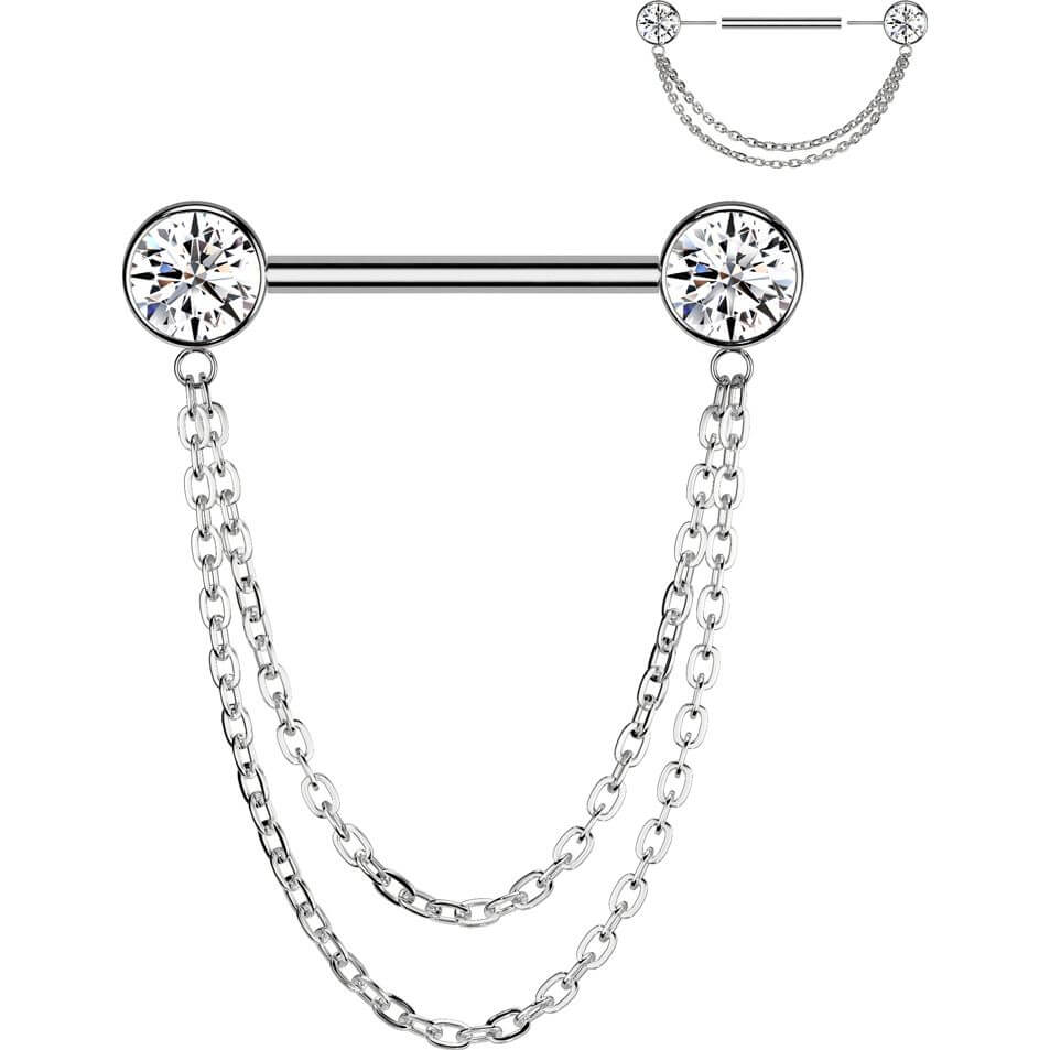 Titan Nippelpiercing Kugel Zirkonia Anhänger Push-In - Image 3