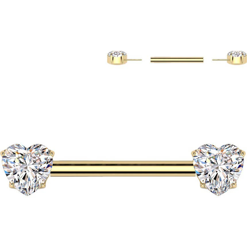 Titan Nippelpiercing Herz Zirkonia Push-In - Image 3