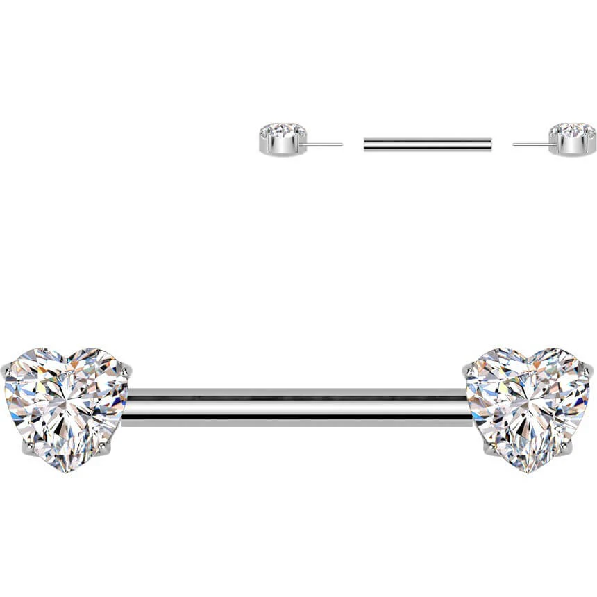 Titan Nippelpiercing Herz Zirkonia Push-In - Image 4