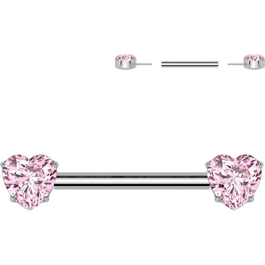 Titan Nippelpiercing Herz Zirkonia Push-In - Image 5