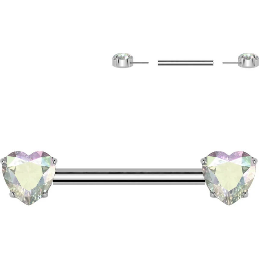 Titan Nippelpiercing Herz Zirkonia Push-In - Image 6