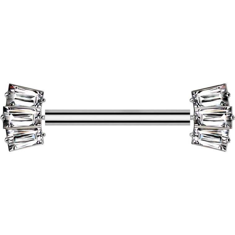 Titan Nippelpiercing Baguette Schliff Fächer Zirkonia Push-In - Image 4
