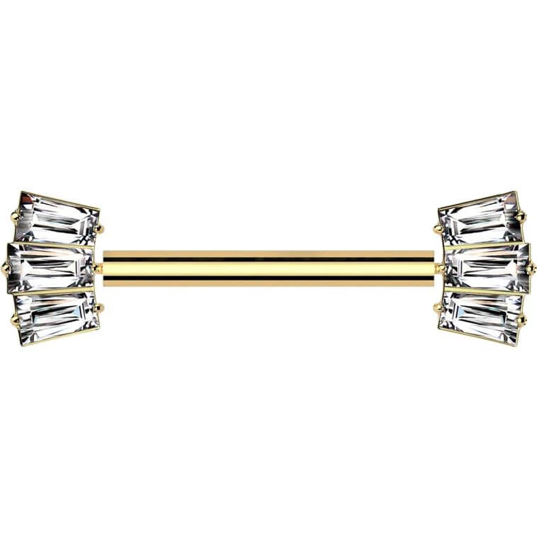 Titan Nippelpiercing Baguette Schliff Fächer Zirkonia Push-In - Image 5