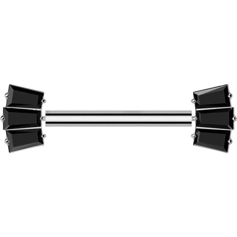 Titan Nippelpiercing Baguette Schliff Fächer Zirkonia Push-In - Image 6