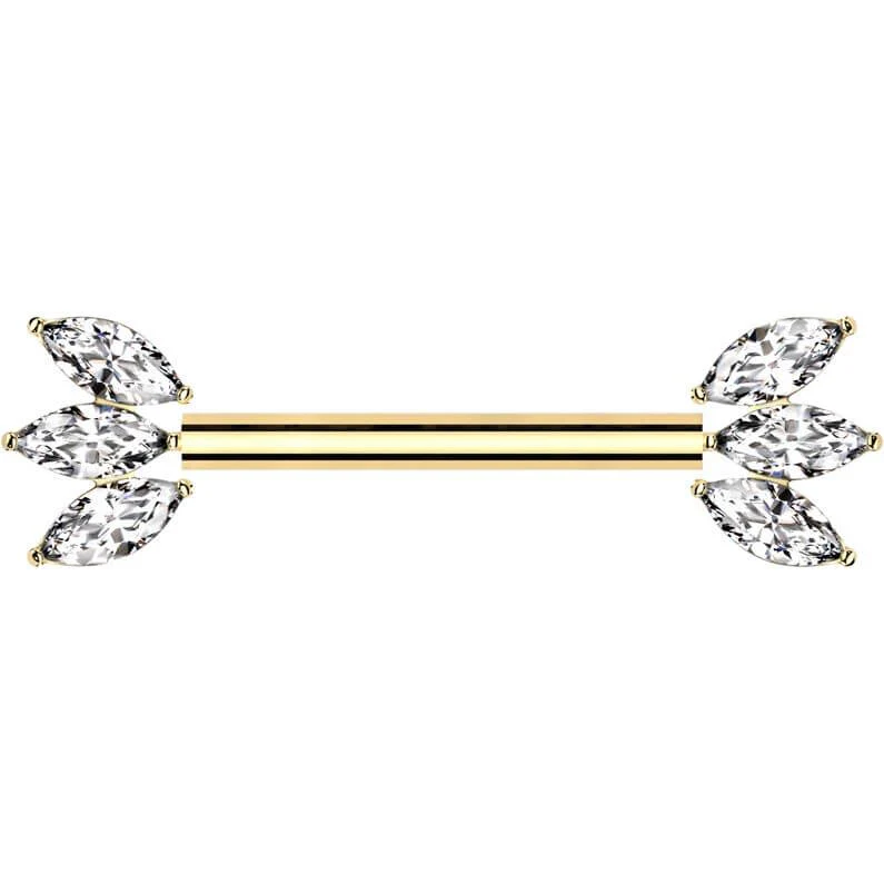 Titan Nippelpiercing Marquise Schliff Zirkonia Push-In - Image 5
