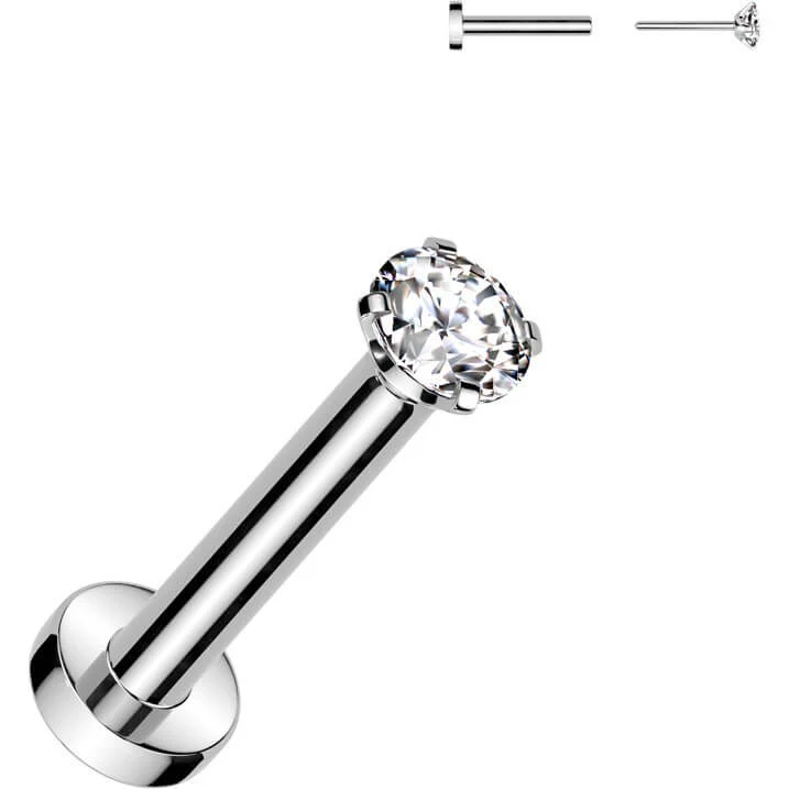 Titan Labret Zirkonia Silber Push-In - Image 4