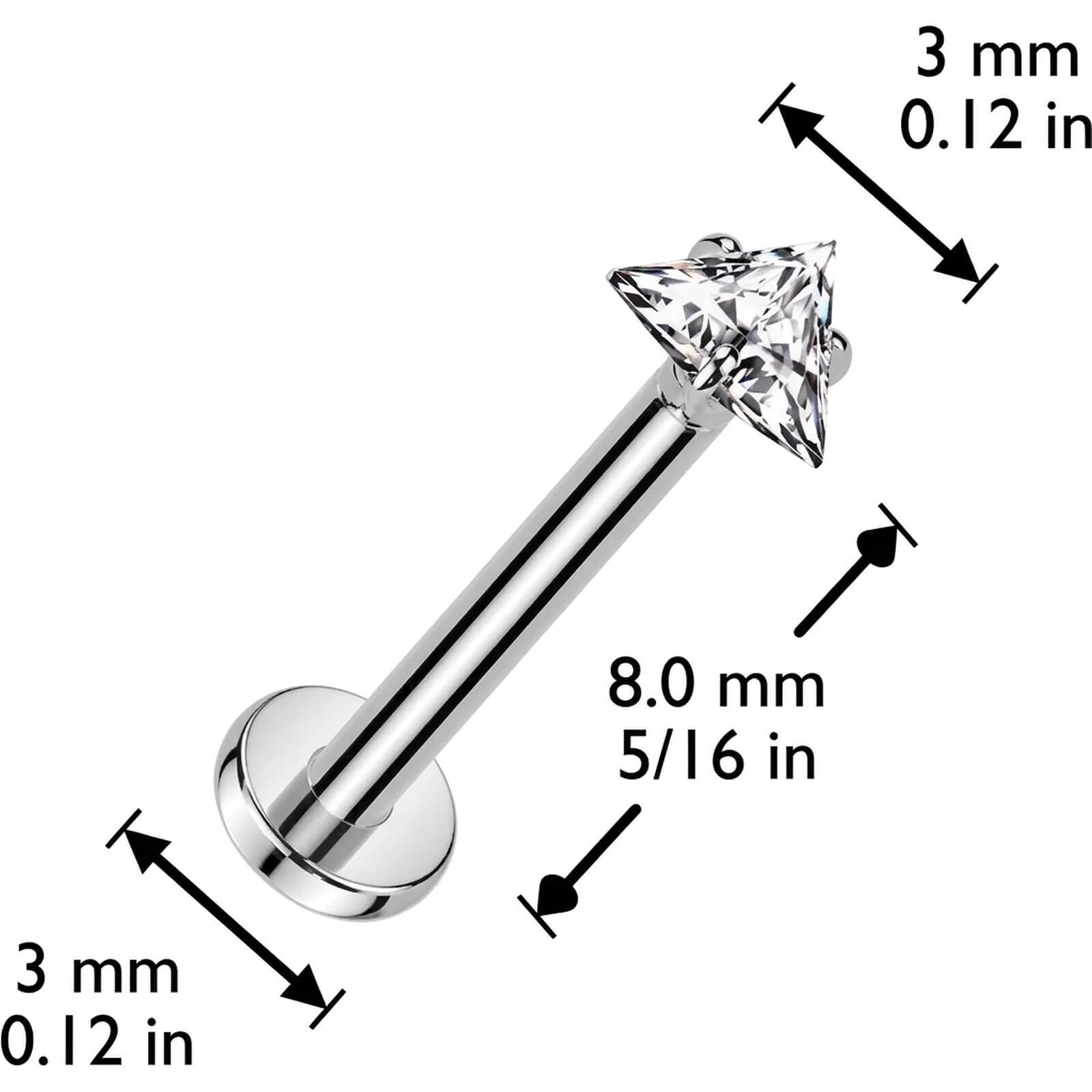 Titan Labret Zirkonia Dreieck Push-In - Image 4