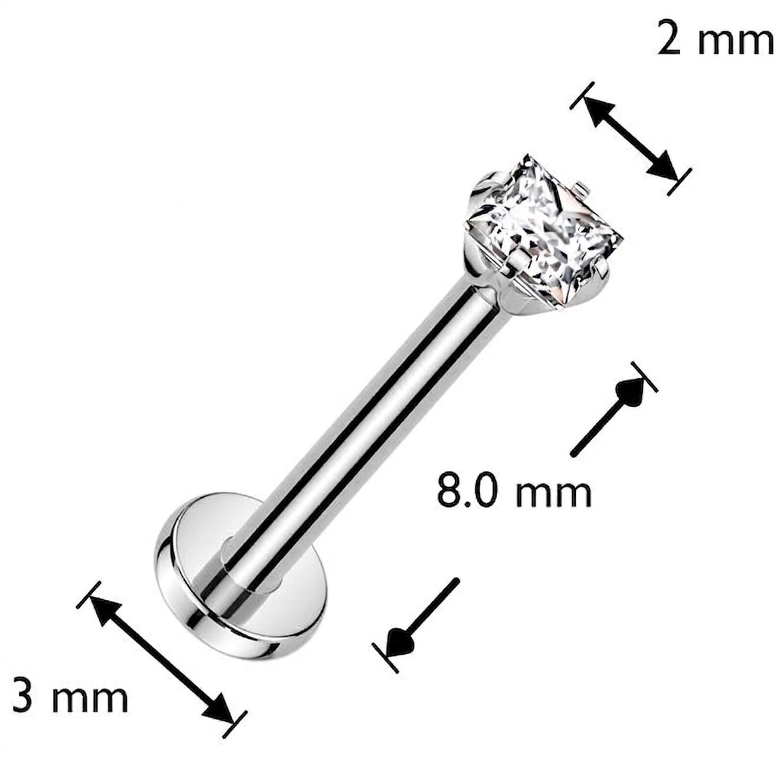Titan Labret Zirkonia Quadrat Push-In - Image 4