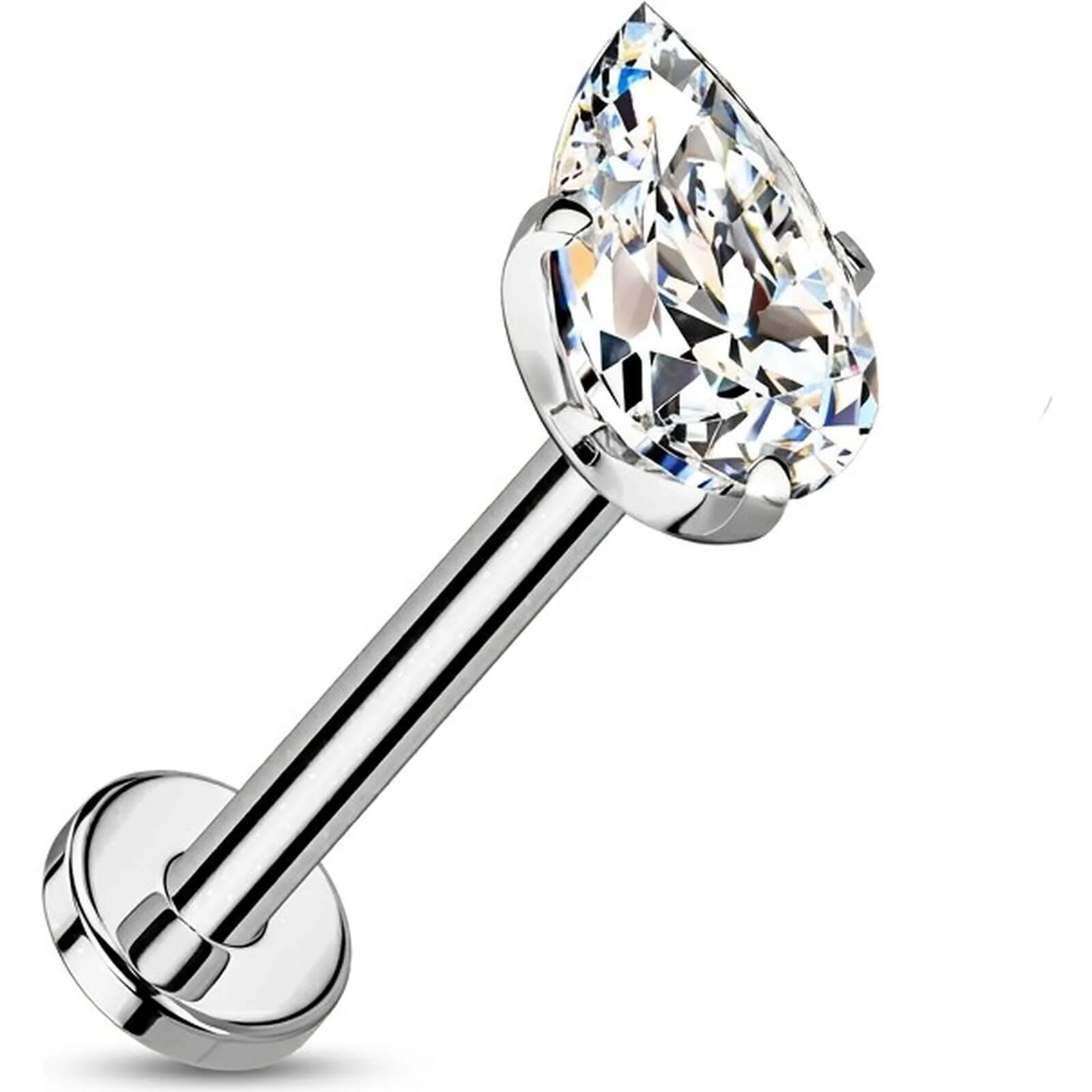 Titan Labret Tropfen Zirkonia Push-In