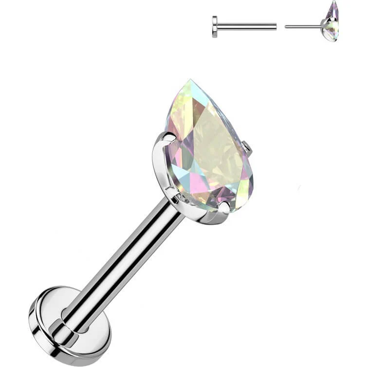 Titan Labret Tropfen Zirkonia Push-In - Image 2
