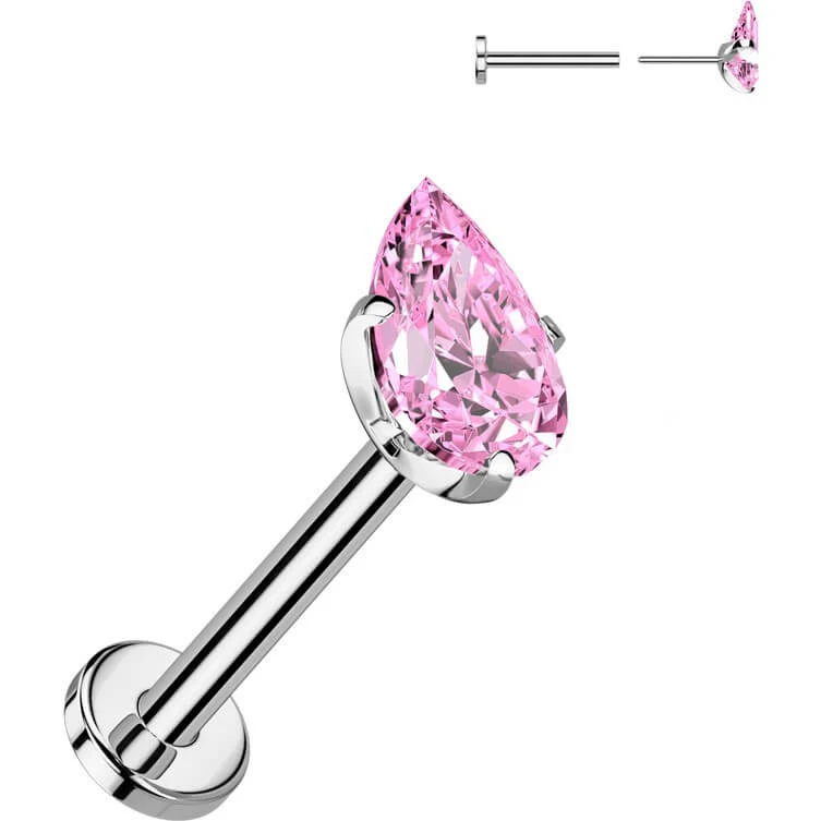 Titan Labret Tropfen Zirkonia Push-In - Image 5