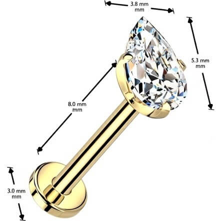 Titan Labret Tropfen Zirkonia Push-In - Image 8