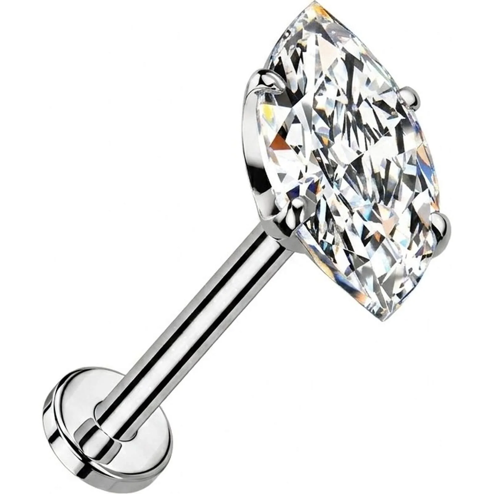 Titan Labret Zirkonia Marquise Schliff Push-In