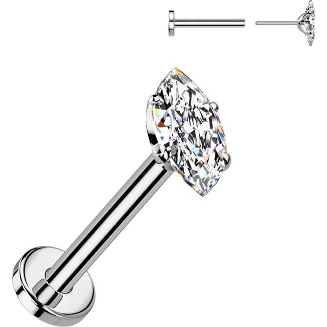 Titan Labret Zirkonia Marquise Schliff Push-In - Image 3