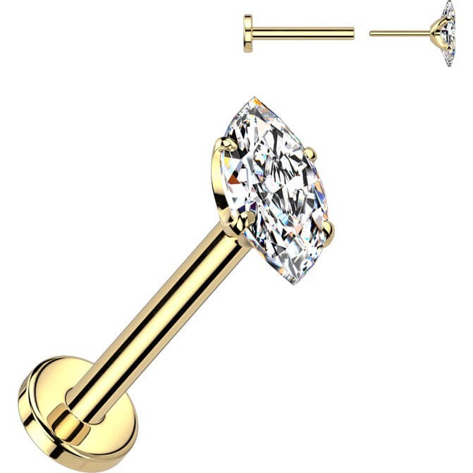 Titan Labret Zirkonia Marquise Schliff Push-In - Image 4