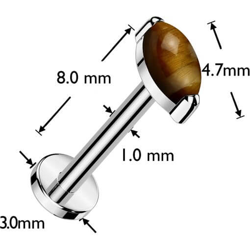 Titan Labret Marquise Schliff Naturstein Push-In - Image 8