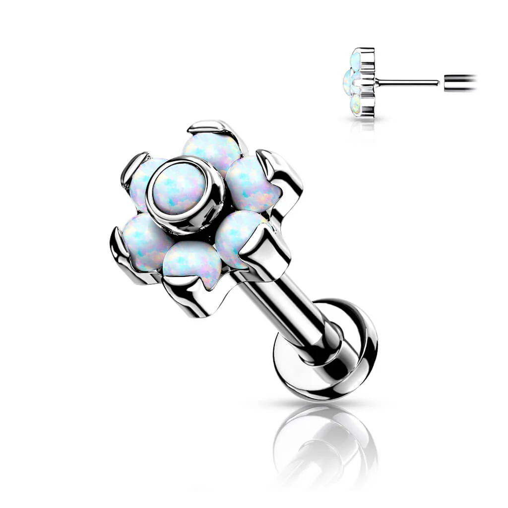 Titan Labret Blume Opal Silber Push-In - Image 3