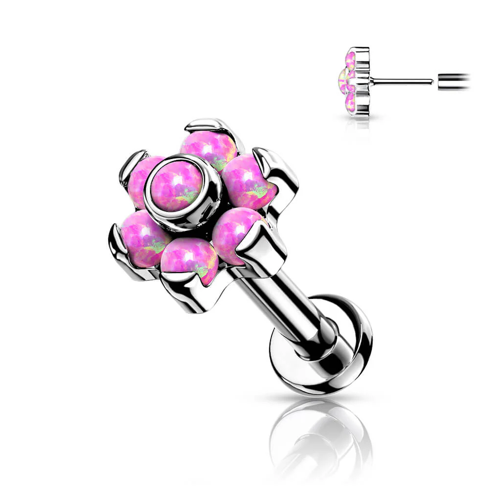 Titan Labret Blume Opal Silber Push-In - Image 5
