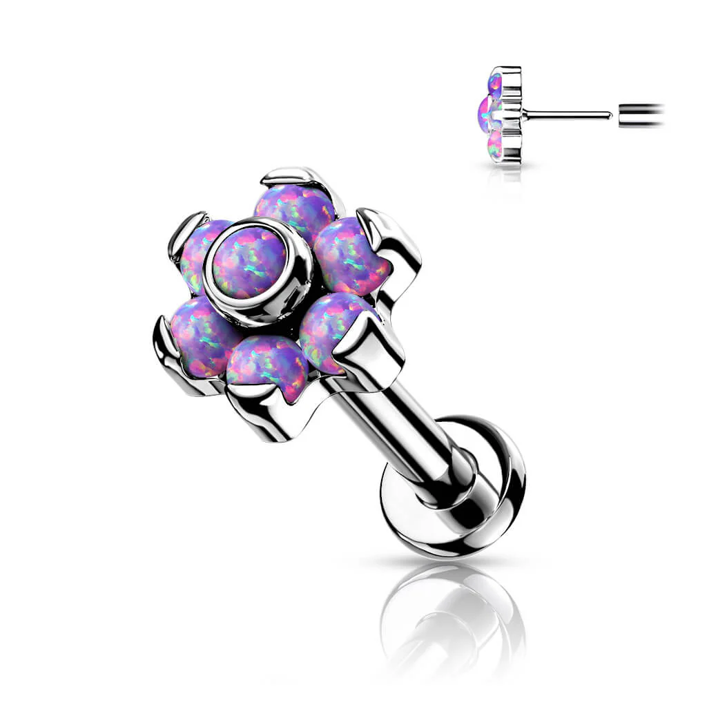 Titan Labret Blume Opal Silber Push-In - Image 7