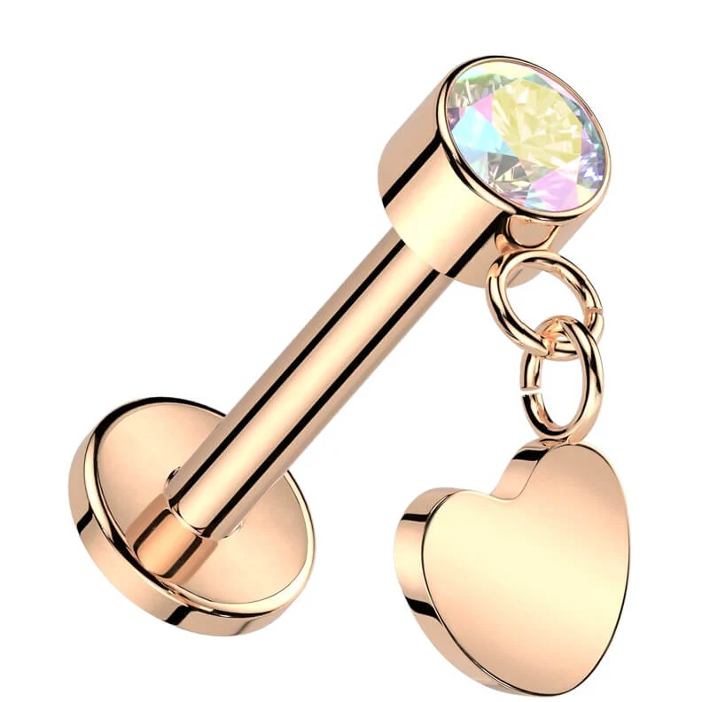 Titan Labret Herz Anhänger Zirkonia Push-In - Image 4