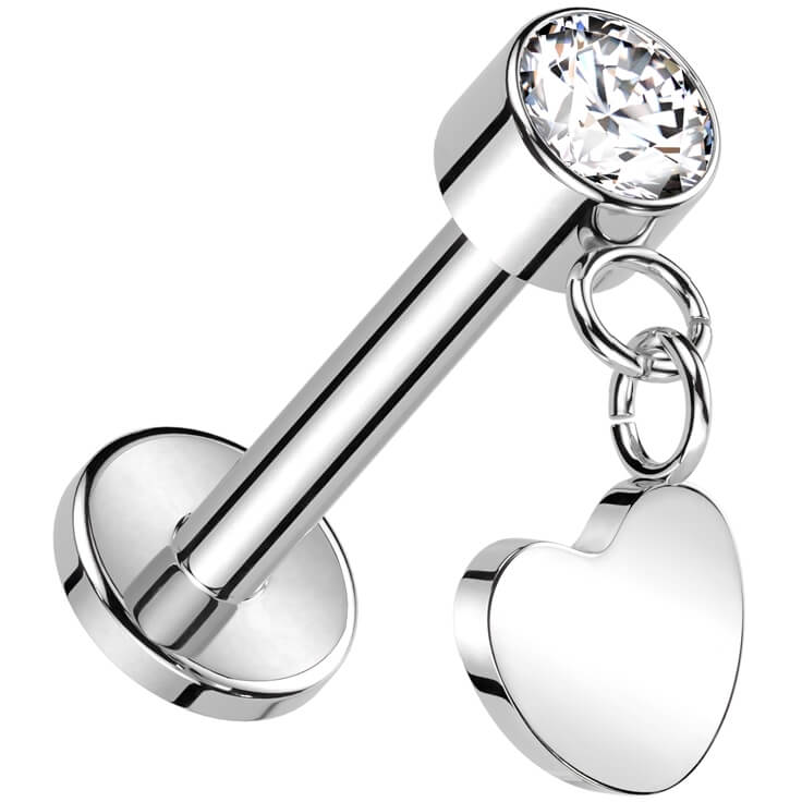 Titan Labret Herz Anhänger Zirkonia Push-In - Image 5