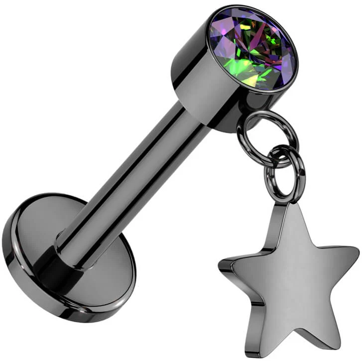 Titan Labret Stern Anhänger Zirkonia Push-In - Image 3