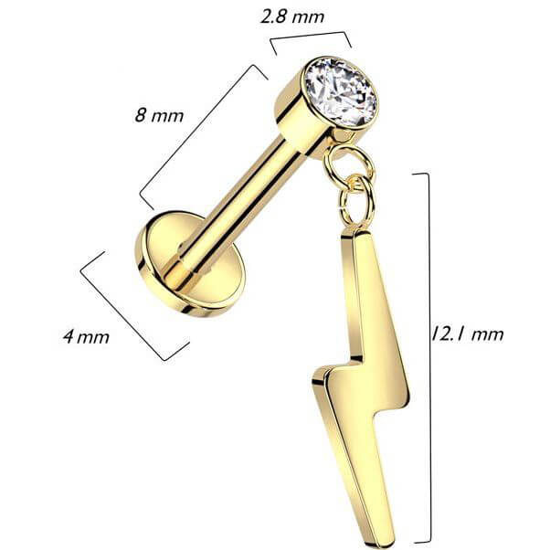 Titan Labret Blitz Anhänger Zirkonia Push-In - Image 2