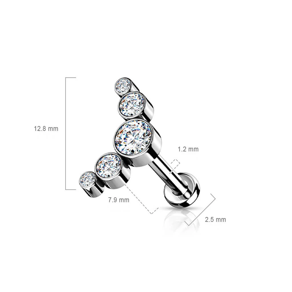 Titan Labret 5 Zirkonia Silber Push-In - Image 10