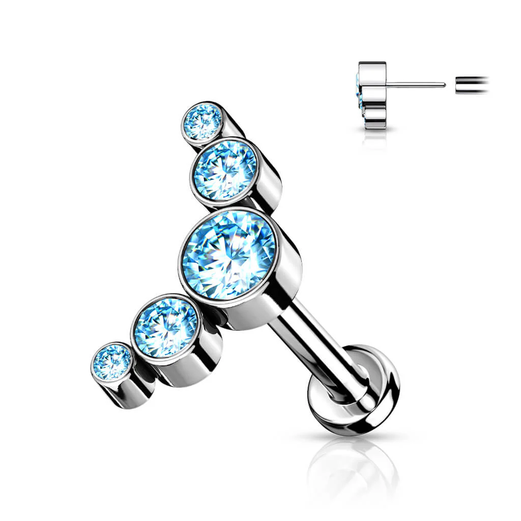 Titan Labret 5 Zirkonia Silber Push-In - Image 7