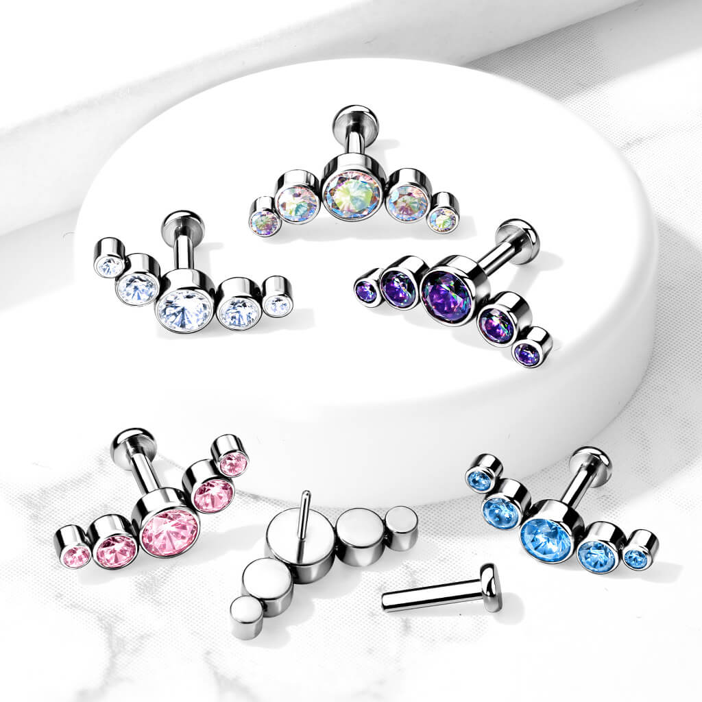 Titan Labret 5 Zirkonia Silber Push-In - Image 8