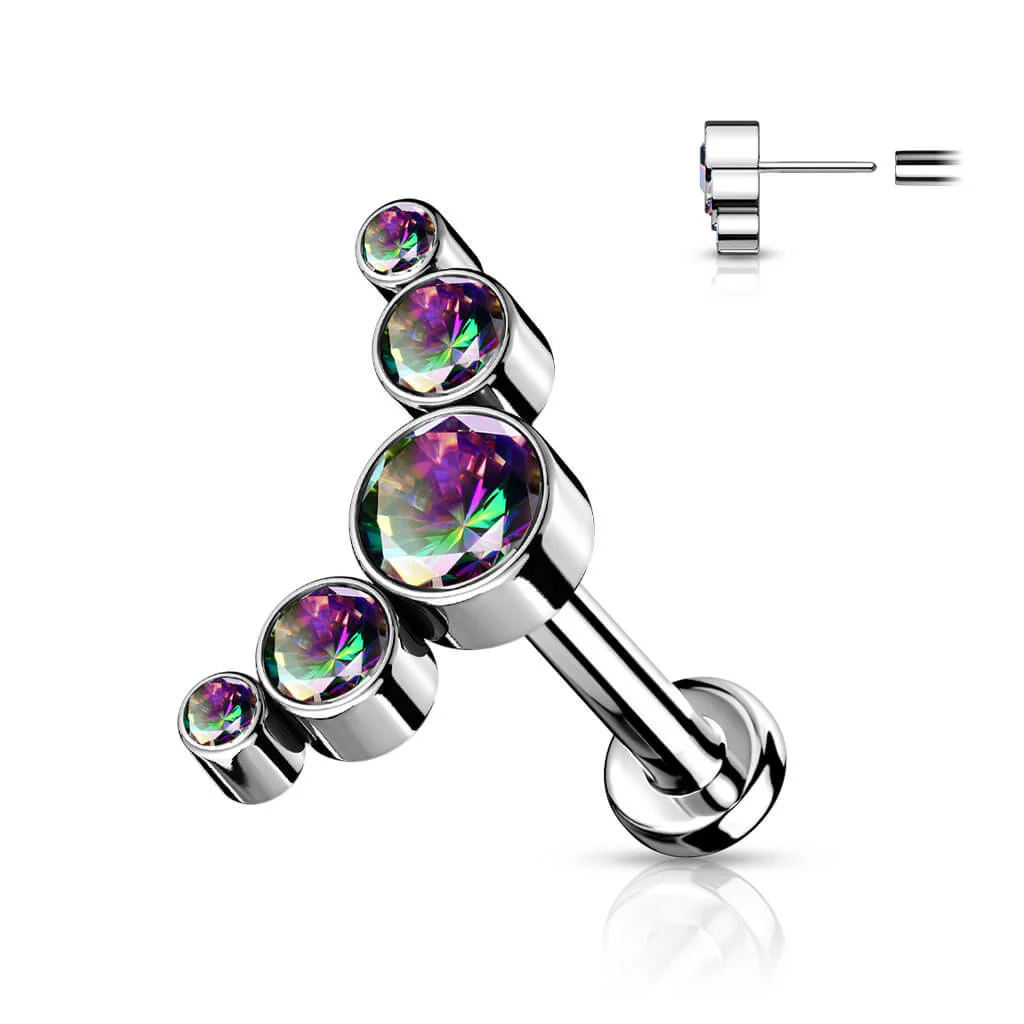 Titan Labret 5 Zirkonia Silber Push-In - Image 9