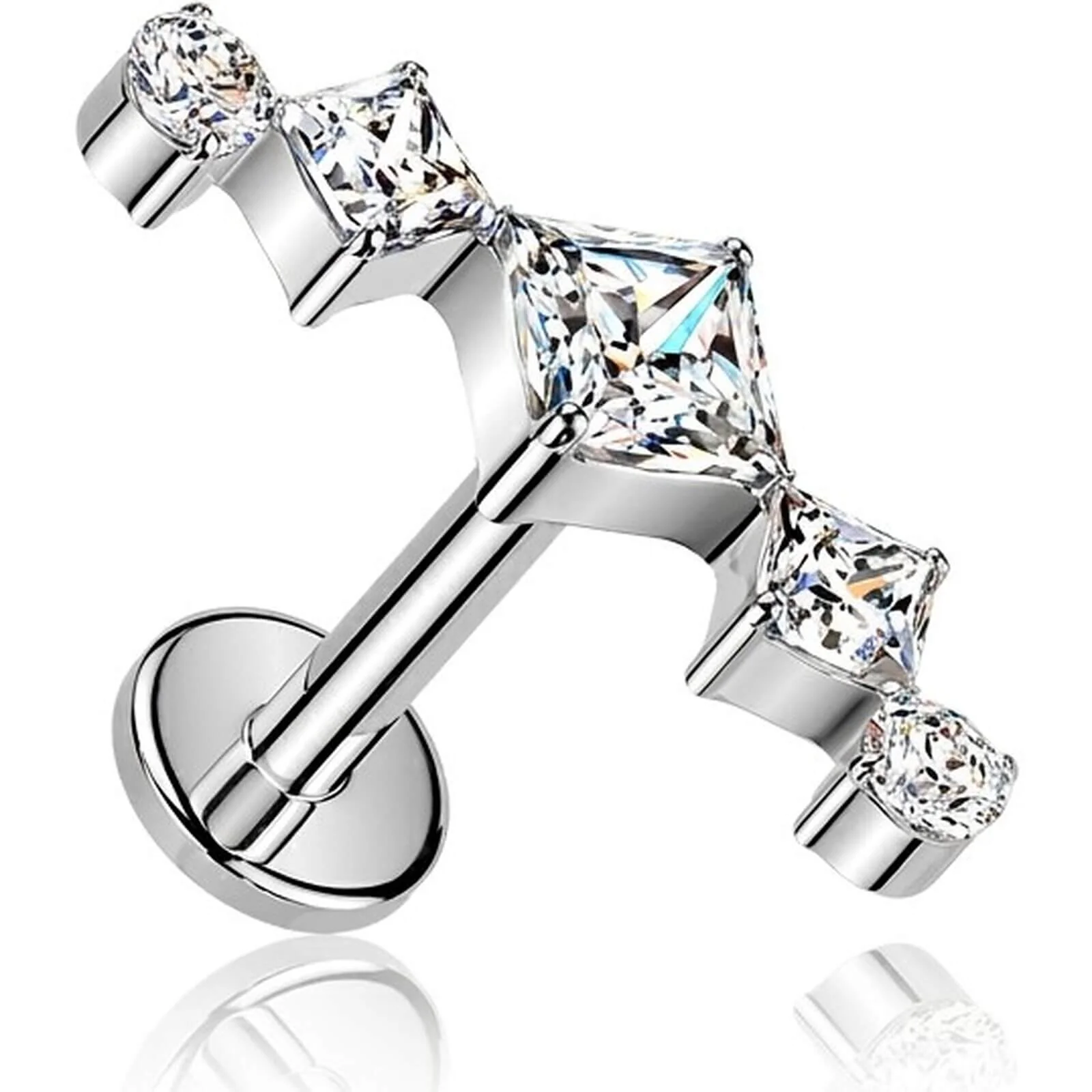 Titan Labret Zirkonia Fächer Push-In