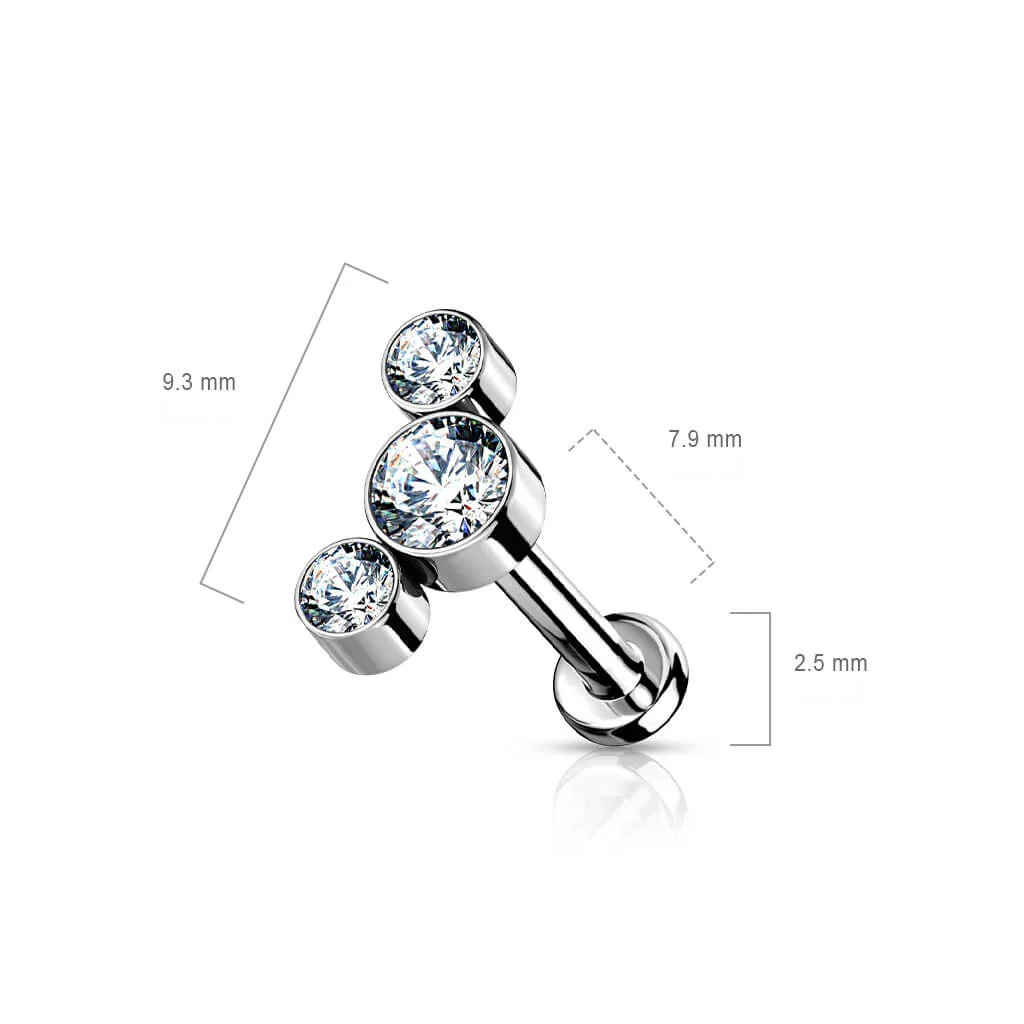 Titan Labret 3 Zirkonia Silber Push-In - Image 10