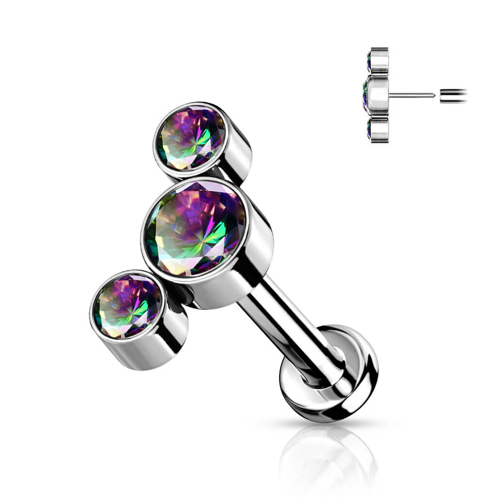 Titan Labret 3 Zirkonia Silber Push-In - Image 9