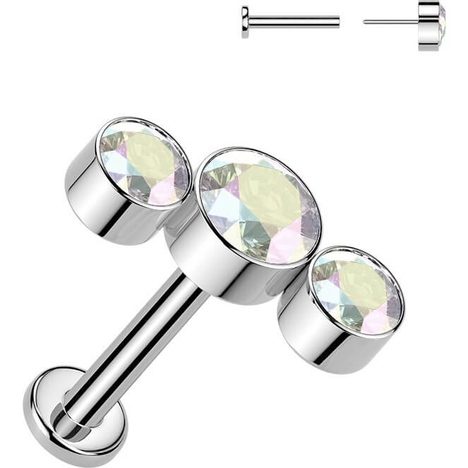 Titan Labret 3 runde Zirkonia Lünettenfassung Kurve Push-In - Image 2