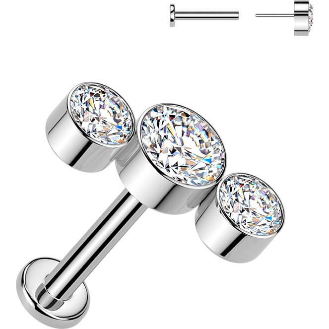 Titan Labret 3 runde Zirkonia Lünettenfassung Kurve Push-In - Image 3